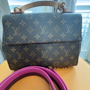 Louis Vuitton Brown Monogram with Pink Accents Shoulder Bag. Cluny BB handbag